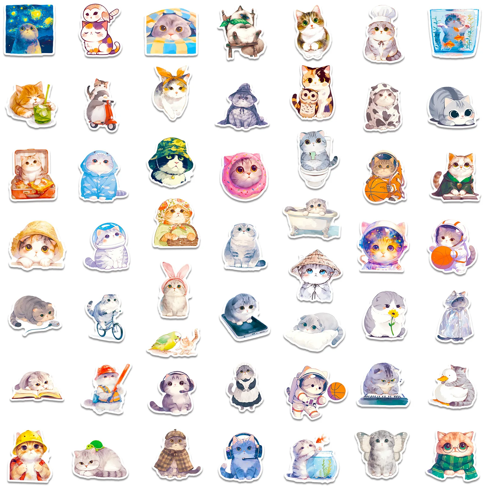 10/30/50 PIÈCES Chat Mignon Autocollants Enfants Jouets BRICOLAGE Décoration Kawaii Animal Autocollants Réfrigérateur Bagages Ordinateur Portable Téléphone Guitare Vélo Planche À Roulettes