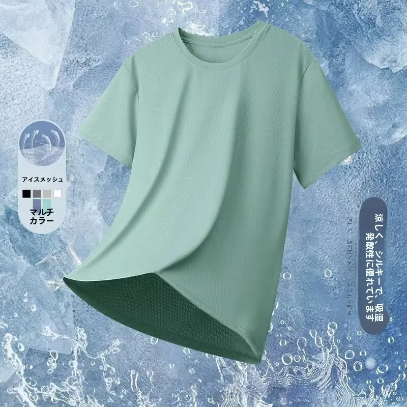 Women's Summer Ice Silk Quick Dry Short Sleeve T-Shirt Loose Casual Versatile  Color Ultra-Thin Body Shirt