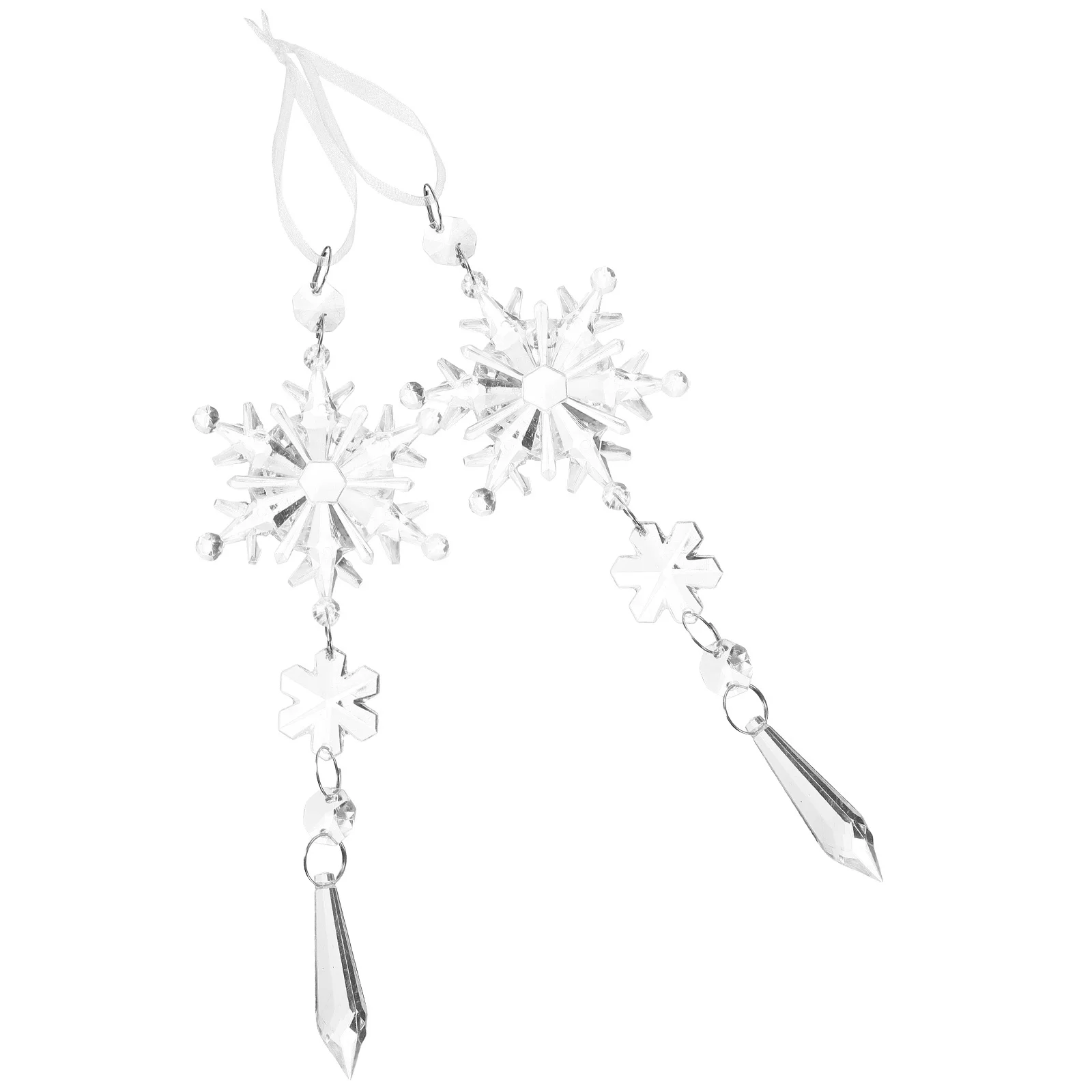 

2Pcs Xmas Snowflake Hanging Ornament Christmas Tree Acrylic Decor Festive Holiday Pendant Party Decoration Home Garden Wall Door