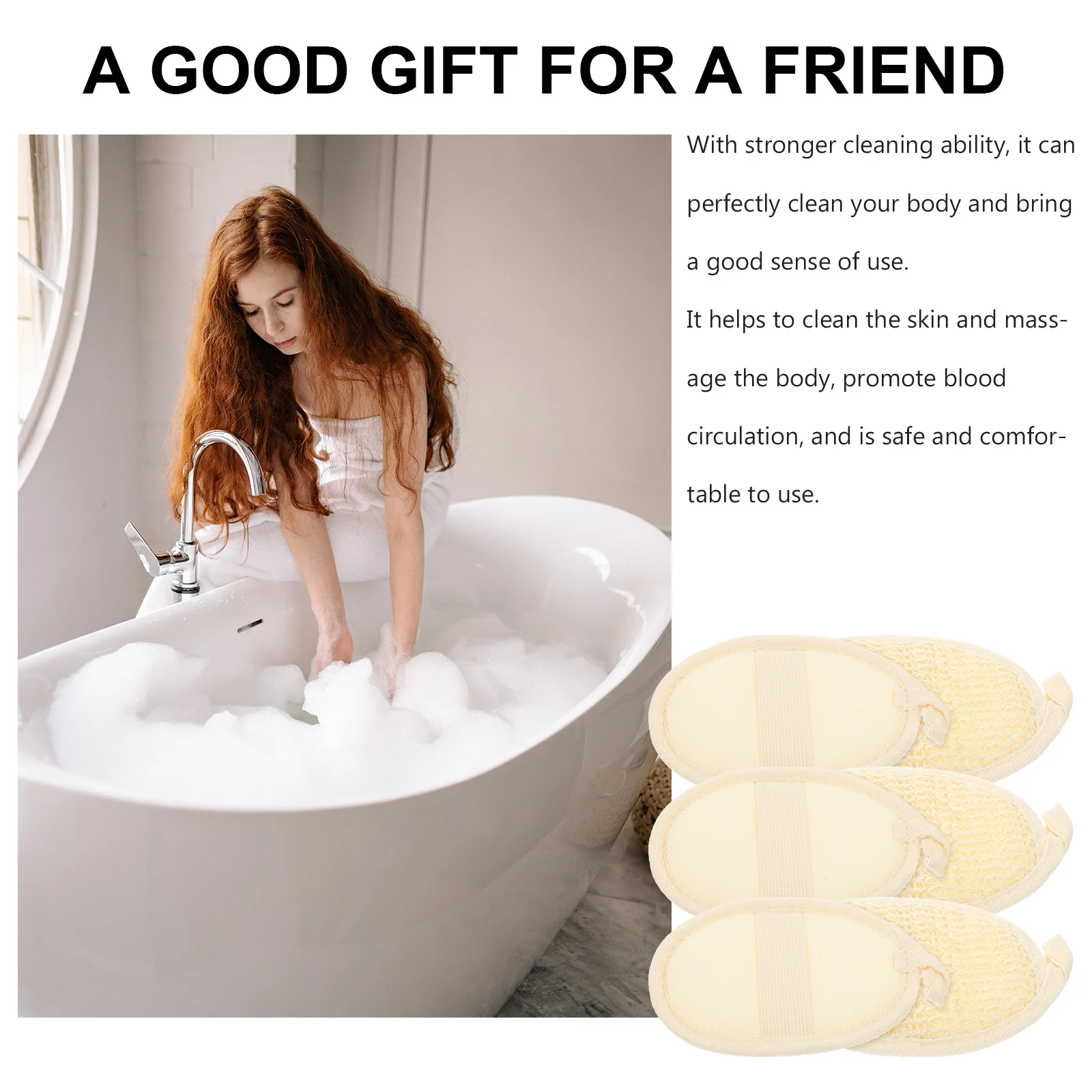 

6Pcs Natural Loofah Exfoliating Pads Soft Body Scrubber Bath Shower Sponge Gentle Skin Cleansing Massage Pads Body Loofah Brush