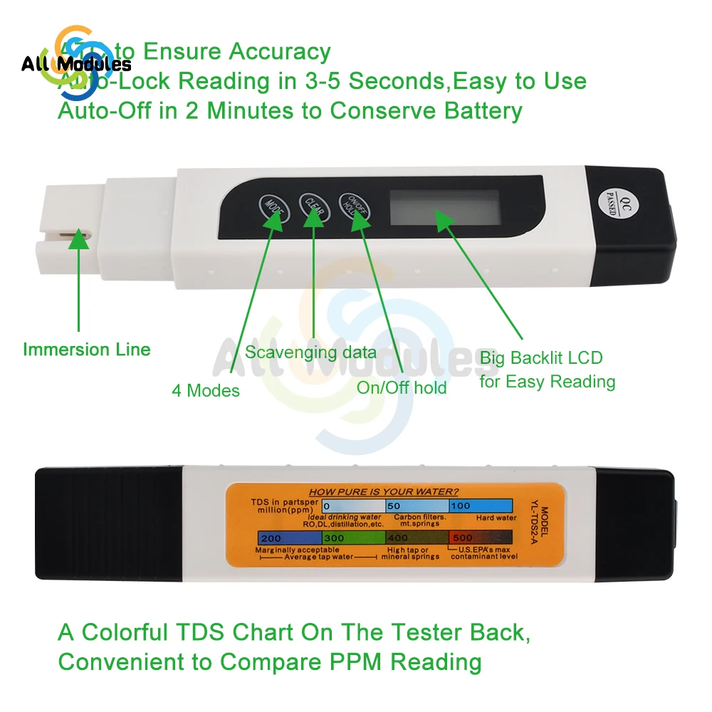 Three-in-one TDS/EC/TEMP test pen to measure water conductivity temperature high-quality titanium alloy probe detection tester