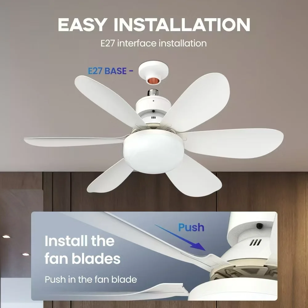 42CM Ceiling Fan With Light 18W E27 6 Blades Silent Fan Light with Remote Control view 2