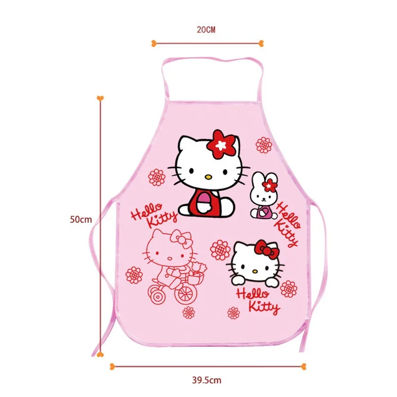 Hello Kitty Apron Set Kids Sleeveless Apron with Anti-dirty Sleeves Cartoon Children Water Proof Antifouling Housework Skirt