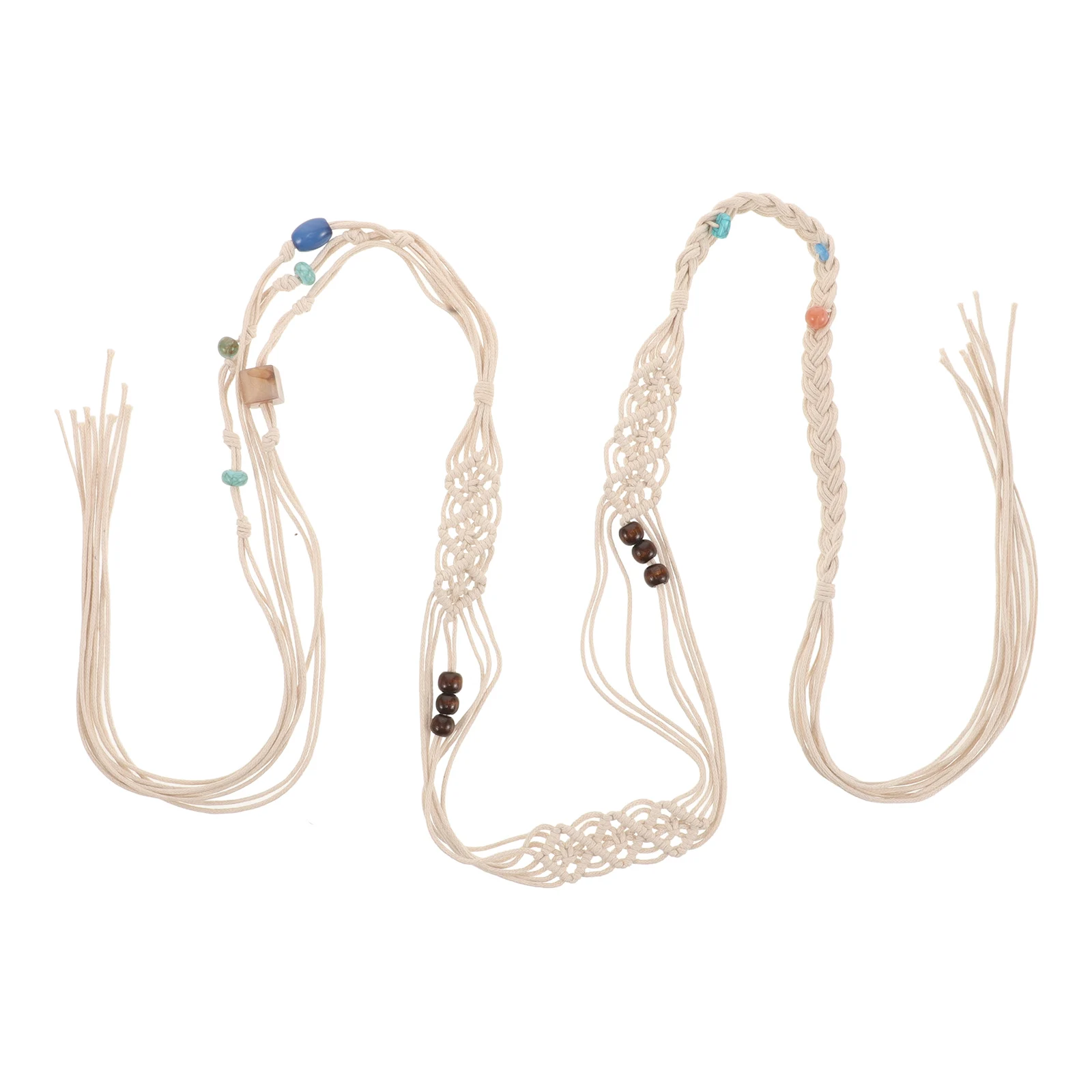 

Handwoven Tassel for Women Boho Braided Waist Dress Waistband Cotton Rope Beaded Wide Waist Belt Multiple Colors Woven for Skirt
