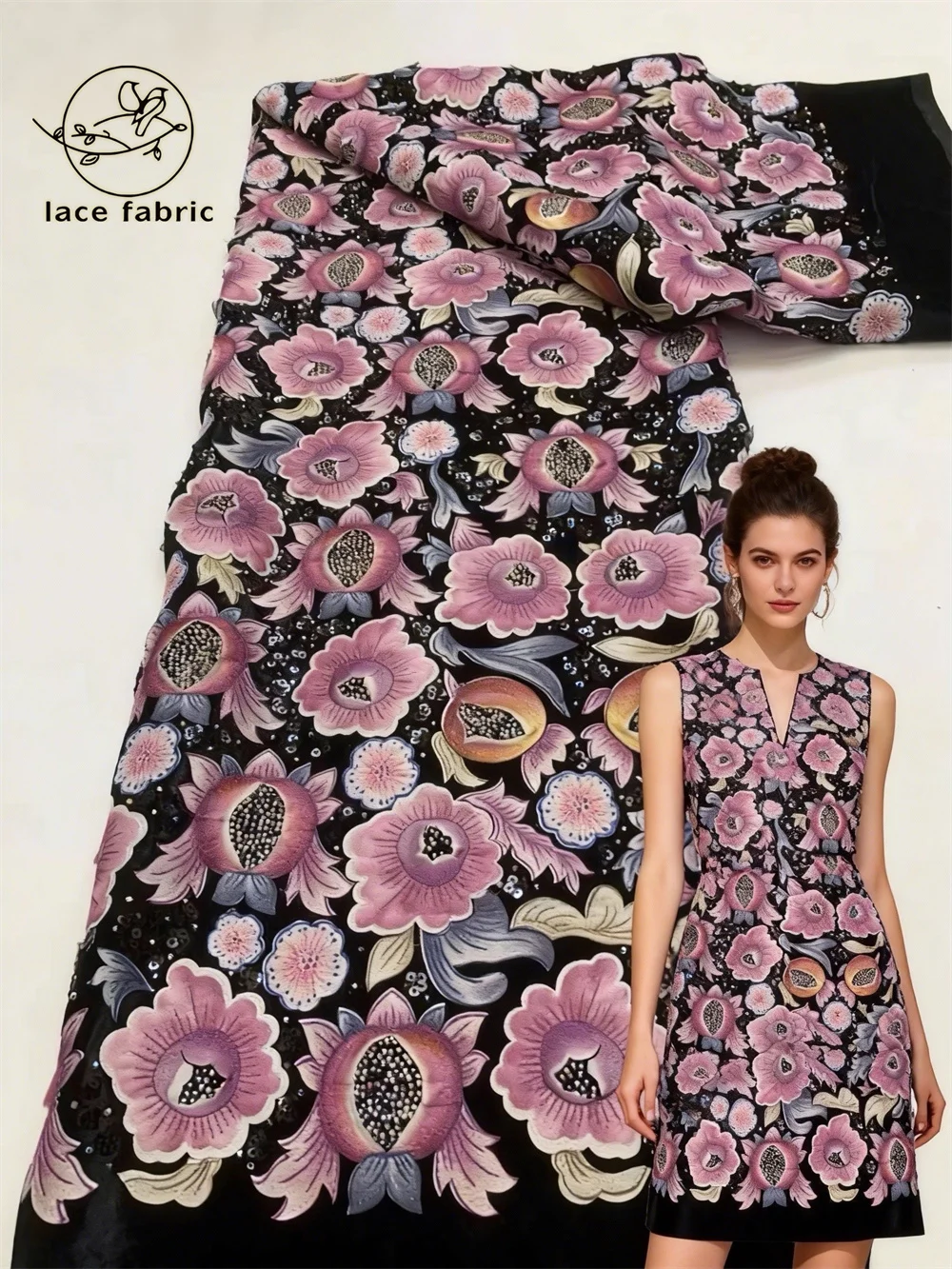 

African Beaded Elasticity Mesh Lace Fabric 2026 High Quality French Sequin Lace Fabric 5 Yards For Nigerian Wedding Dress Sewing