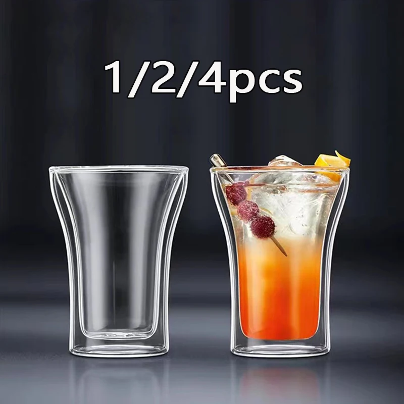 1/2/4pcs Clear Double Wall Glass Cup Breakfast Mug High Borosilicate Glass Insulated Coffee Tea Cup Tea Drink Cups