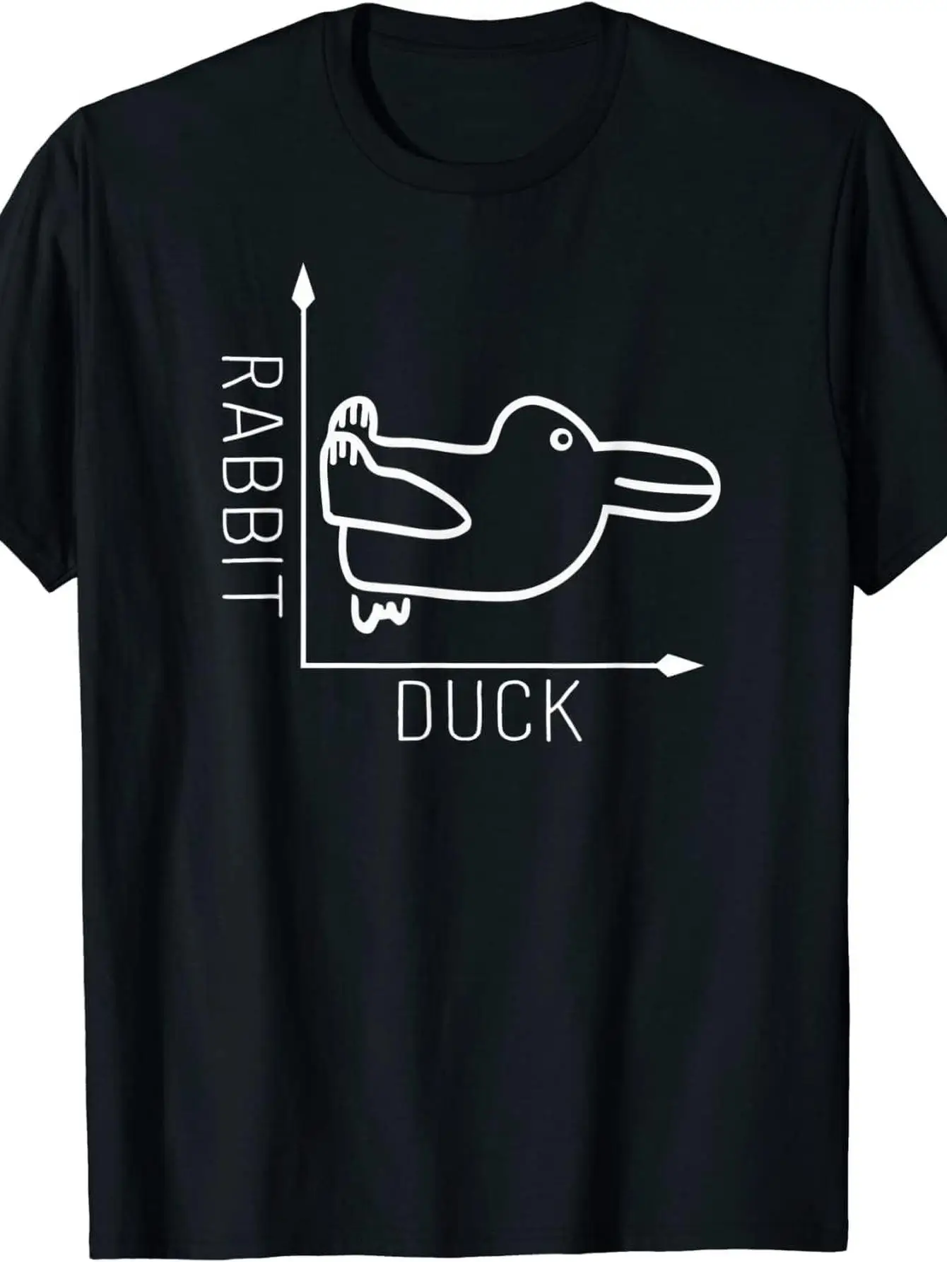 T-shirt décontracté à col rond en tissu extensible coupe régulière toutes saisons, motif Illusion Lapin Canard Mathématique Graphique Philosophie