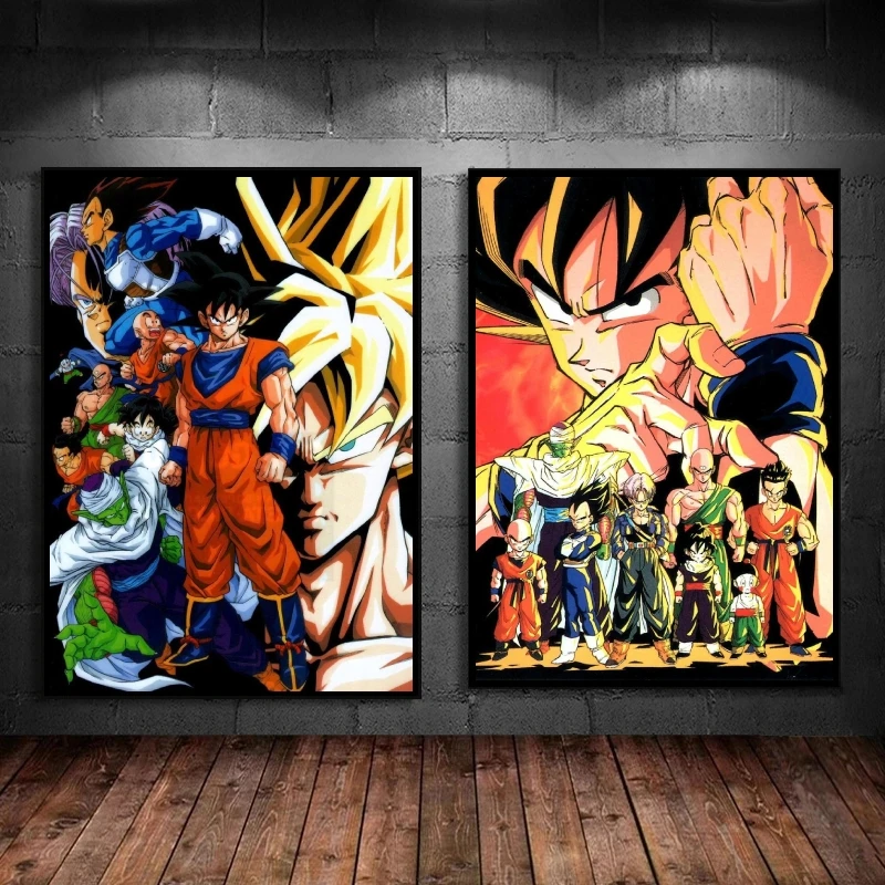 

Hot Anime Dragon Ball Goku Character Poster High Quality Art Canvas Paintings Classic Room Home Decorations Wall Art Prints