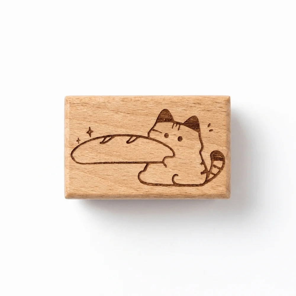 Bread-shaped Rubber Stamp Cartoon Design Solid Wooden Grip Wooden Rubber Stamp Soft Rubber Lightweight Mini Size Decorative Seal