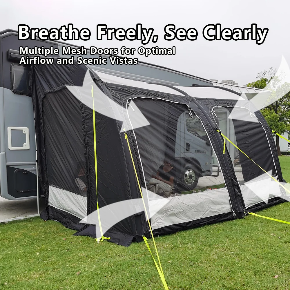 Car Side Awning Tent Overnight Tall Width Windproof Sun Protection Canopy RV Annex Shelter In Stock