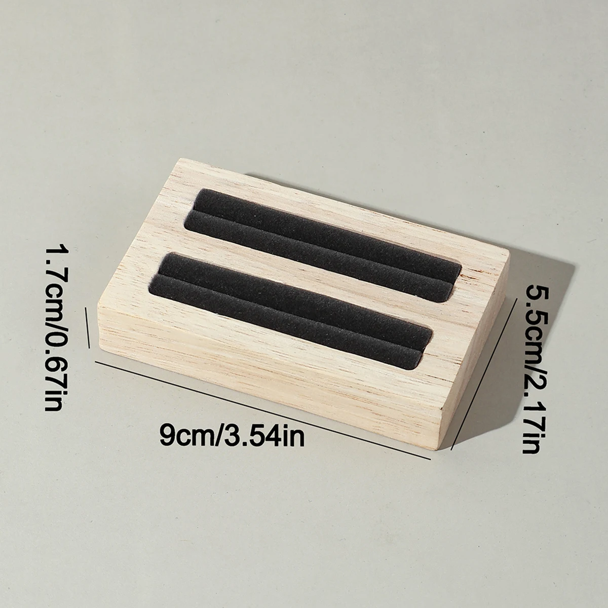 1-Piece Elegant Wooden Double-Slot Ring Display Stand, Jewelry Storage Board, Countertop Jewelry Display Props, Solid Wood Ring