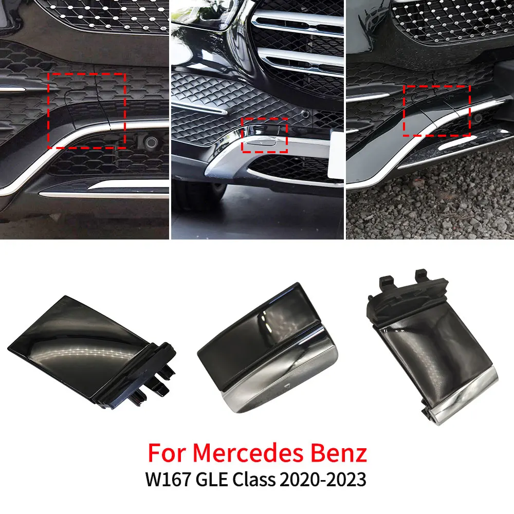 For Mercedes W167 Car Front Bumper Tow Hook Cover Cap Accessory Black For Benz GLE Class 2020-2023 GLE320 GLE350 GLE400 GLE450