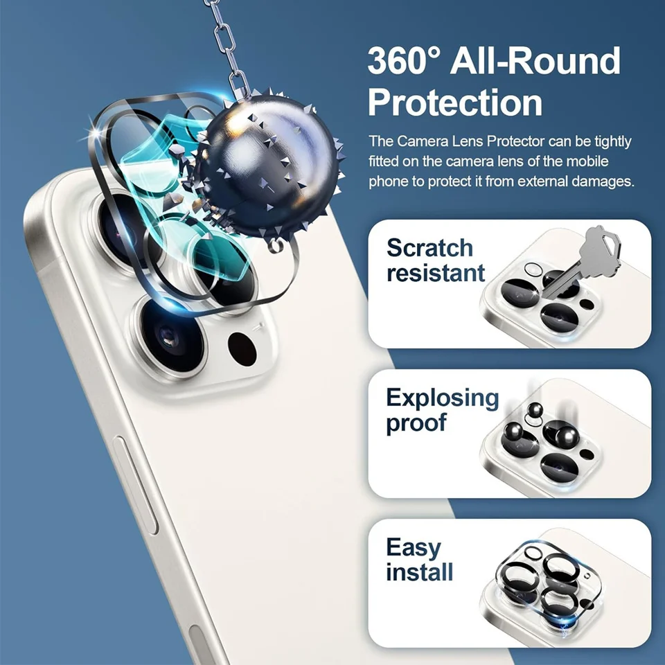 1~4 Piezas Protector de Pantalla para iPhone 17 16 15 14 Pro Max Vidrio de Lente para iPhone 12 11 13 Mini Vidrio Templado para iPhone 17 Pro 6