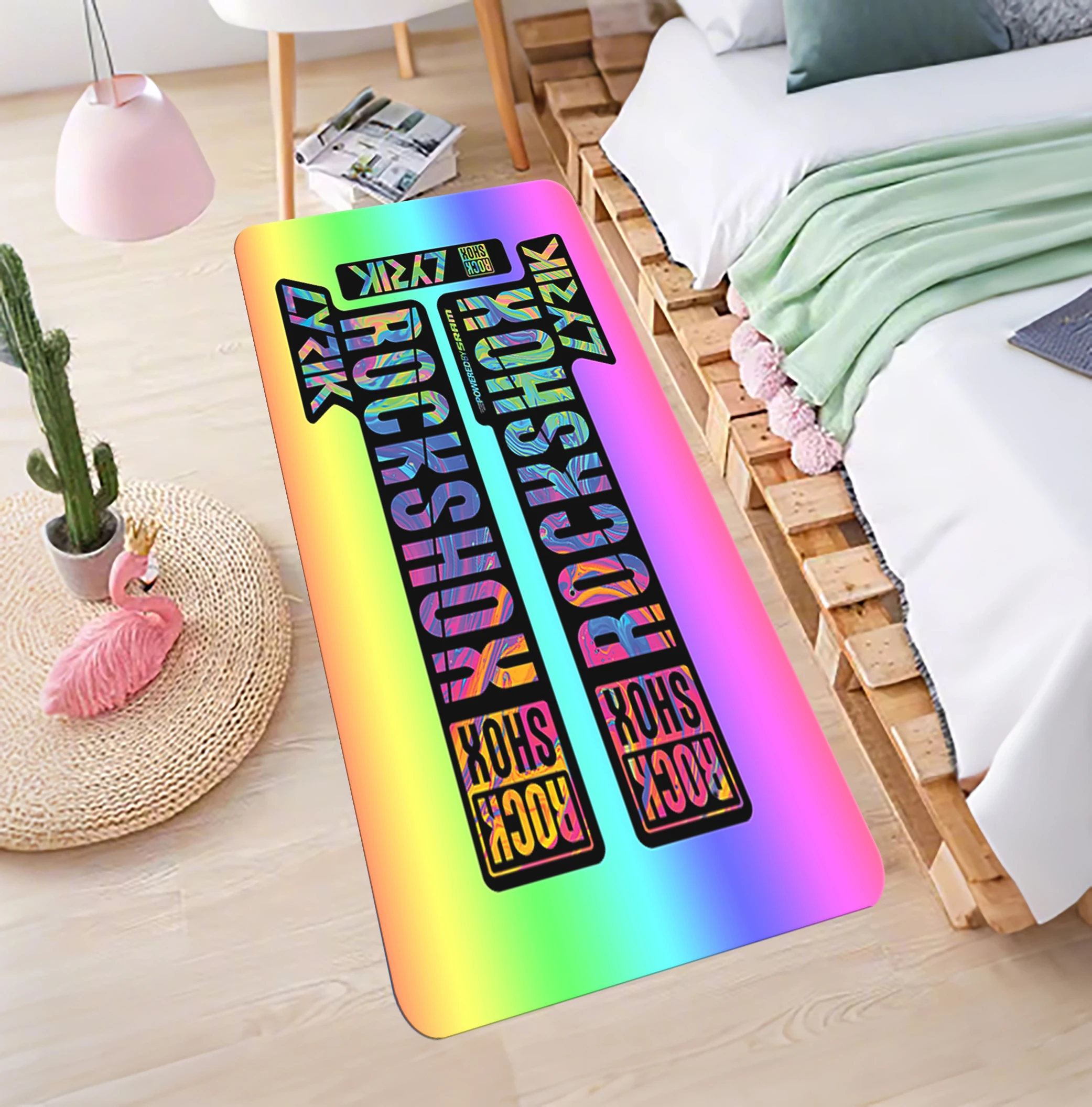 

R-Rock-Shox Mountain Bike Floor Mat Graphic Printed Flannel Doormats for Bathroom Kitchen Entrance Carpet Home Decor
