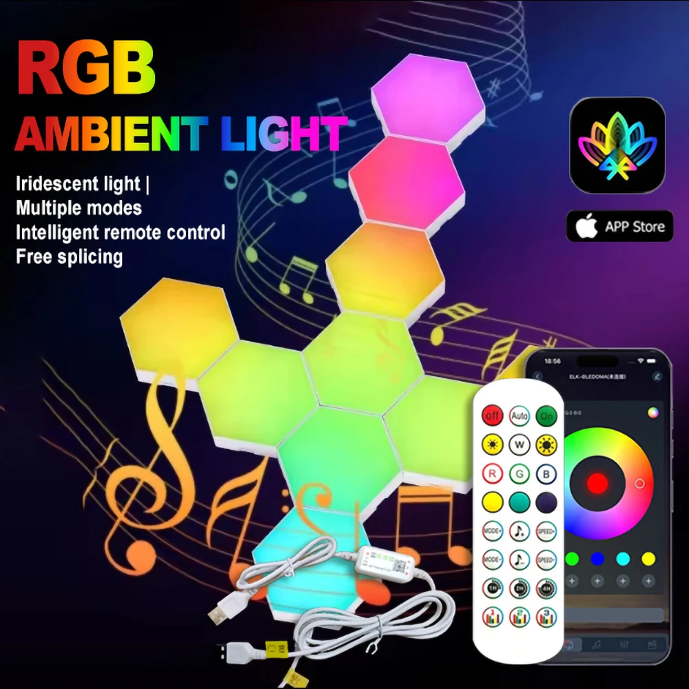 

RGB LED Quantum Lamp Creative Honeycomb Hexagon Modular Night Light DIY 5V Touch Sensor Home Dimmable Christmas Decor Lighting