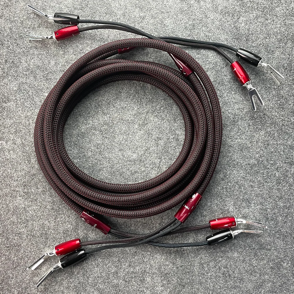 High Quality Speaker Cable TYPE 9 Solid PSC+ Copper Star-Quad Silver Banana or Spade Plug