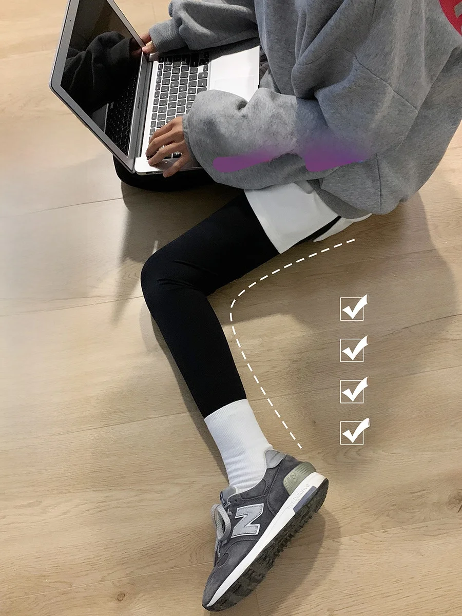 

High Waist Slim Fit Yoga Pants Women's Fce Lined ark Skin Leggings Autumn Winter Inner Wear Bla Outerwear for Women