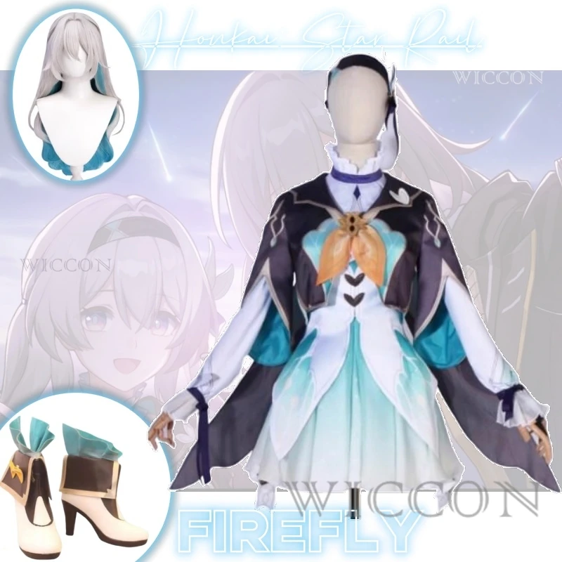 

Firefly Anime Game Honkai: Star Rail Cosplay Costume Clothes Wig Shoes Uniform Cosplay Penacony The Iris Family Halloween Party