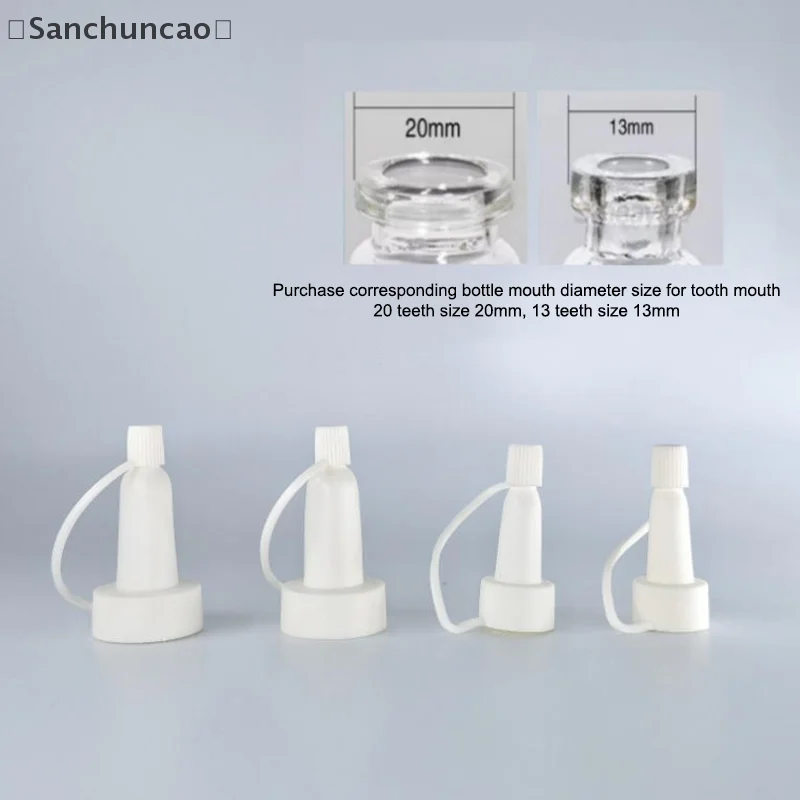 〔San〕5Pcs Clear/Tea Color 13/20mm White Tip Spout Cap Ampoule Serum Lids Flared Shape Top Sealing Cap Penicillin Bottle Droppe