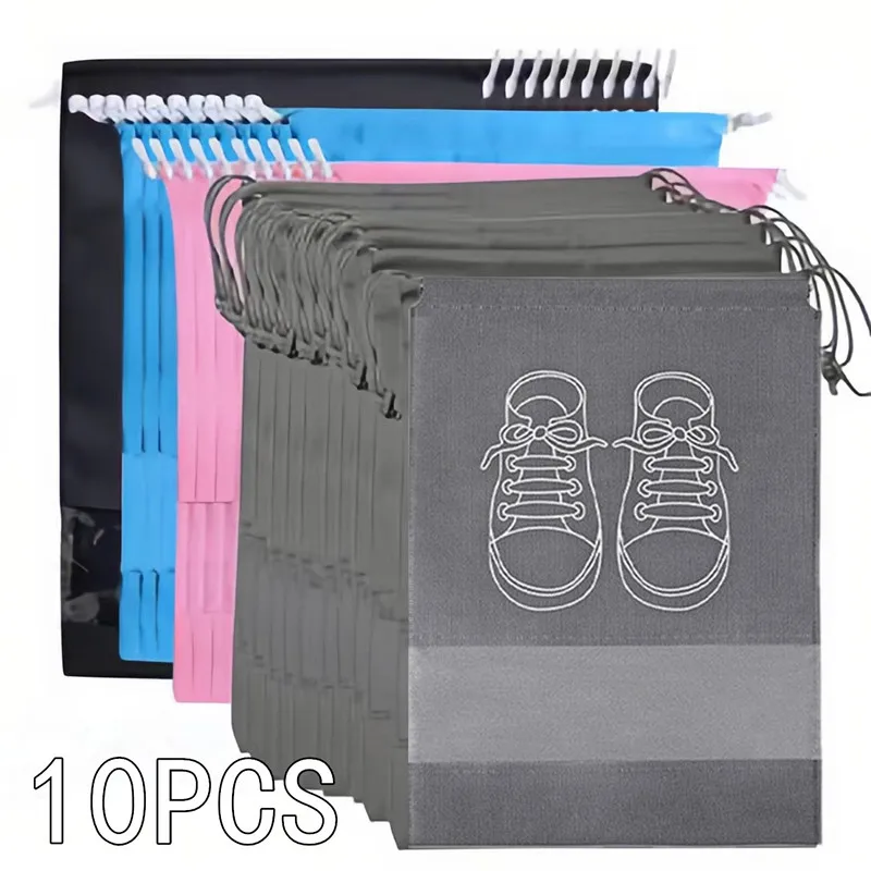 

10/5pcs Shoes Storage Bags Closet Organizer Non-woven Travel Portable Bag Waterproof Pocket Clothing Classified Hanging Bag