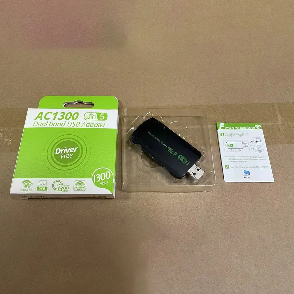 

Durable 1300Mbps WiFi Adapter USB Dual Band 2.4G/5GHz Network Card Wireless Receiver Transmitter For Desktop Laptop PC