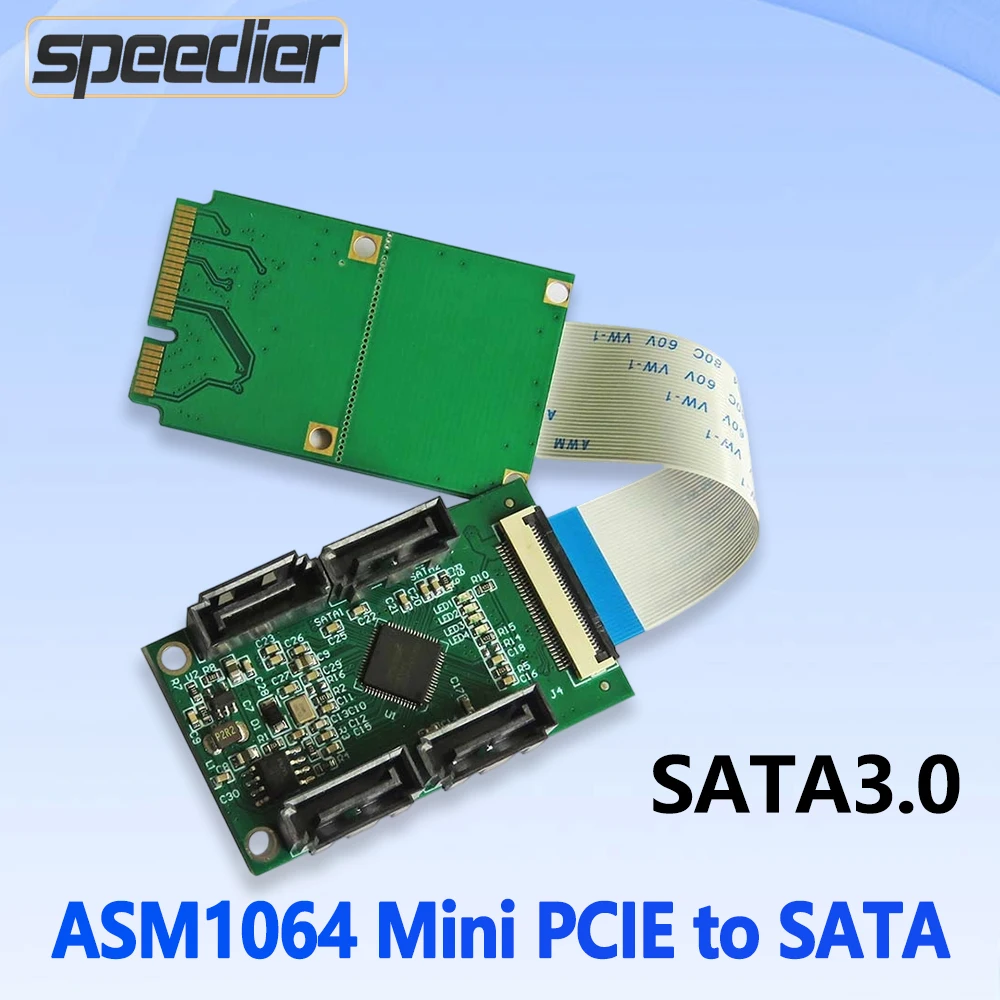 The ASM1064 NGFF Mini PCIE To 4 SATA 3.0 Adapter Adapter Extension Cable Supports Black and White Synology and NGFF A+E Ports