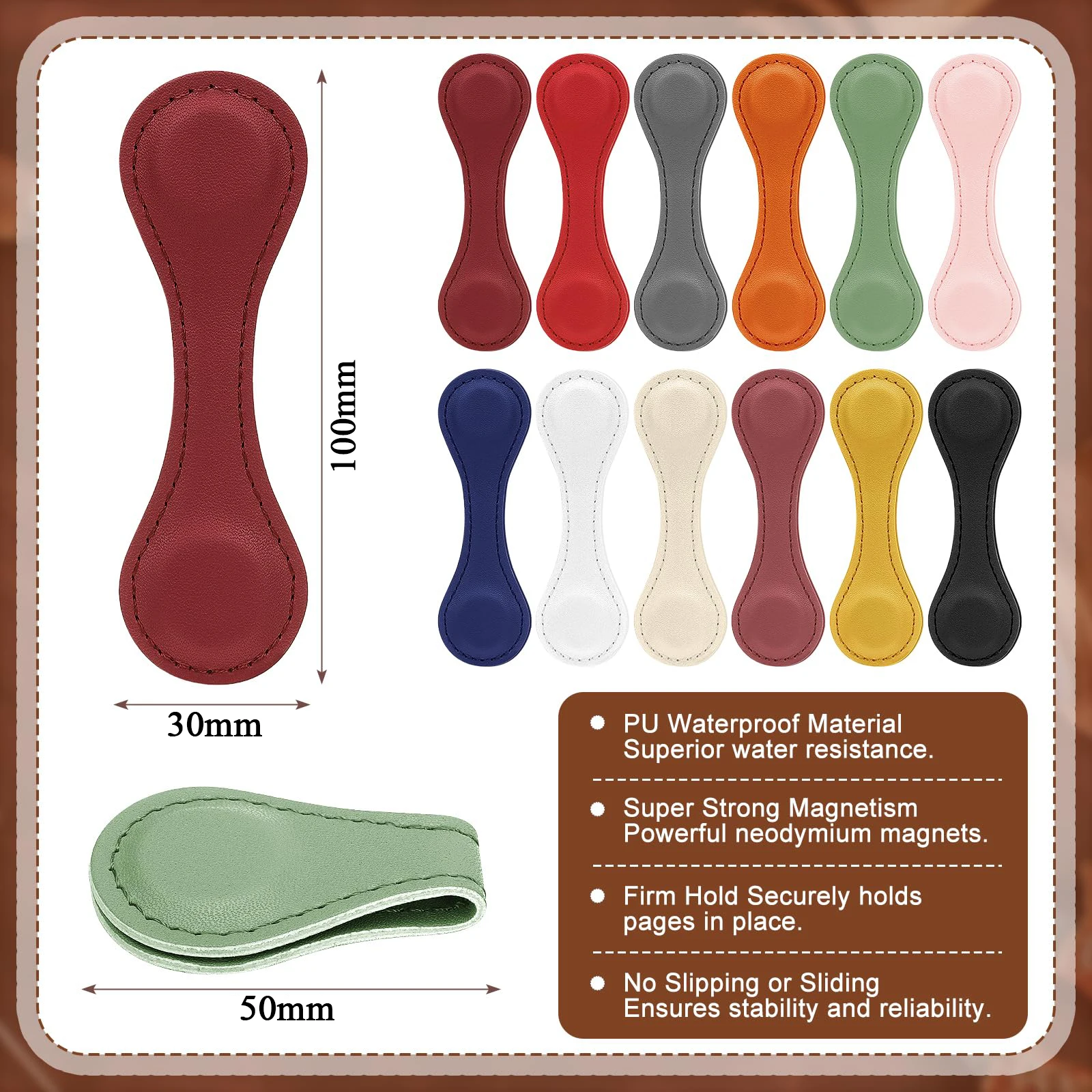 5 uds funda de Clip magnético hebilla magnética artefacto de acortamiento hebilla magnética antivarios para amantes de los libros marcapáginas de cuero