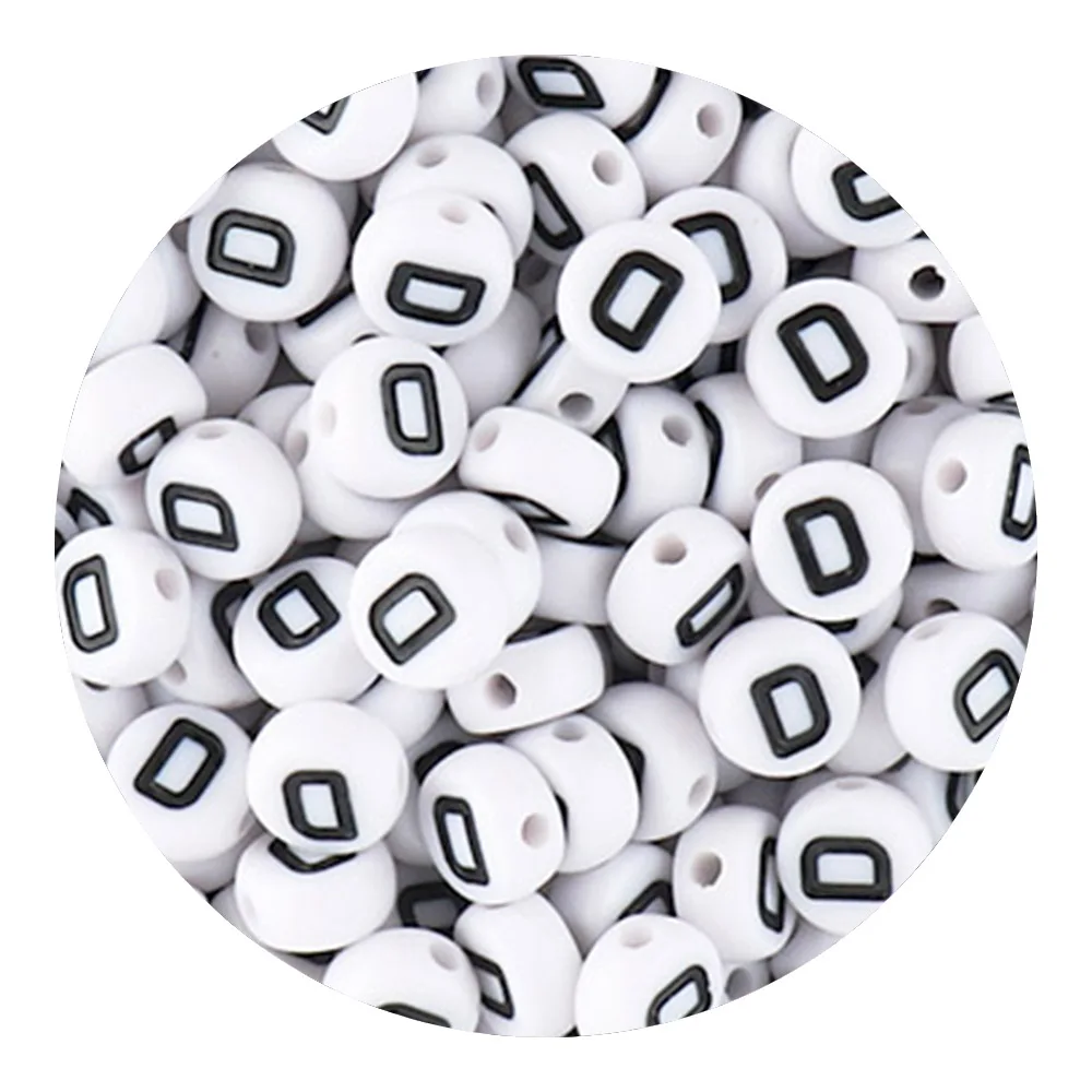 50/100/200 stks/partij 7x4mm Wit A-Z Ronde Alfabet Acryl Letters Kralen Losse Spacer voor Sieraden Maken DIY Armband Accessoires