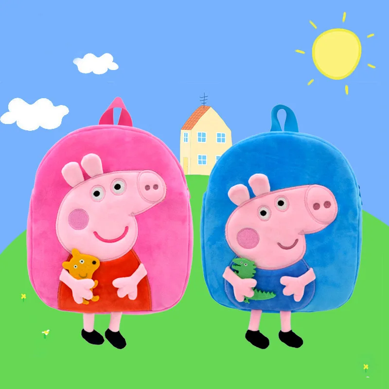 Linda mochila de felpa Peppa Pig, bolso de hombro individual, juguete de peluche suave, billetera de dulces para jardín de infantes, Piggy rosa, regalo de cumpleaños para niña