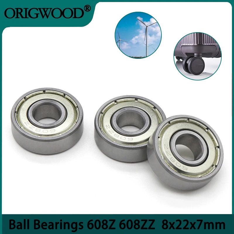 Ball Bearings 608Z 608ZZ ABEC-7 Deep Groove 8x22x7mm Mini Ball Bearing Carbon Steel for Skateboard Scooter 3D Printer Parts