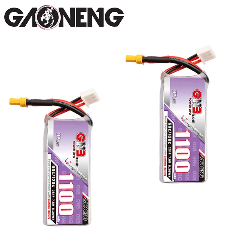 Baterai Lipo GNB 2s 7.6v 1100mAh 60c/120c untuk helikopter RC Quadcopter FPV suku cadang Drone balap dengan baterai XT30 HV 7.6v