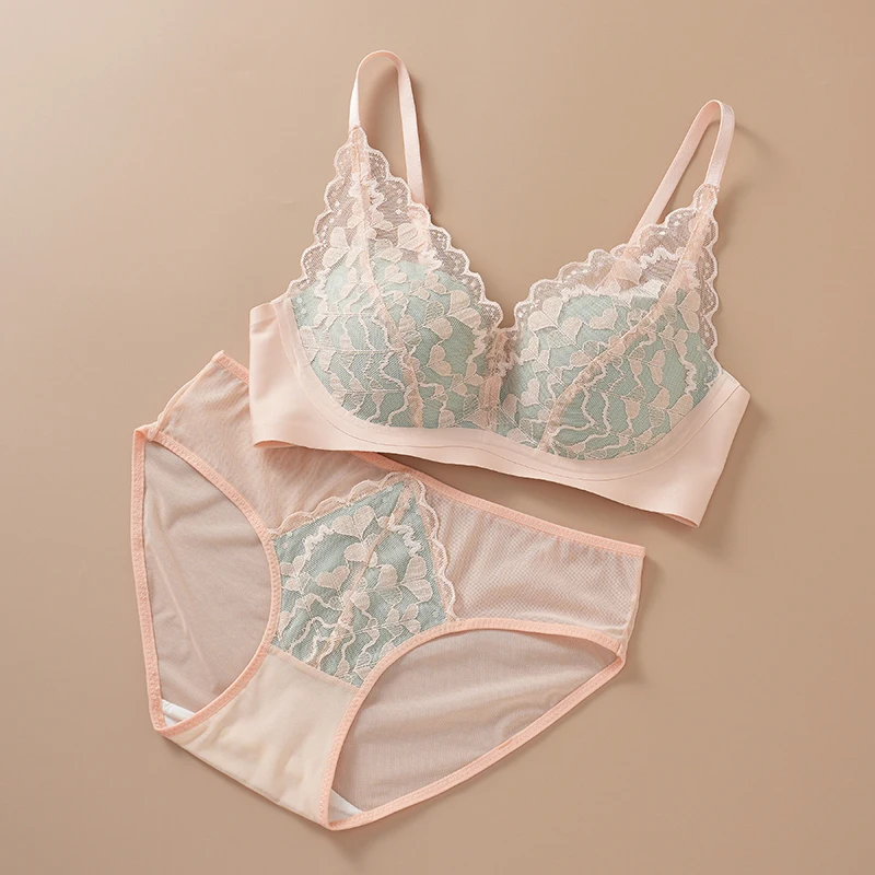 Push-up-BH ohne Bügel für kleine Brüste, japanische sexy Spitzen-Bralette für Damen, Anti-Durchhängen, seitliche Unterstützung, Komfort, neu, MOYISU