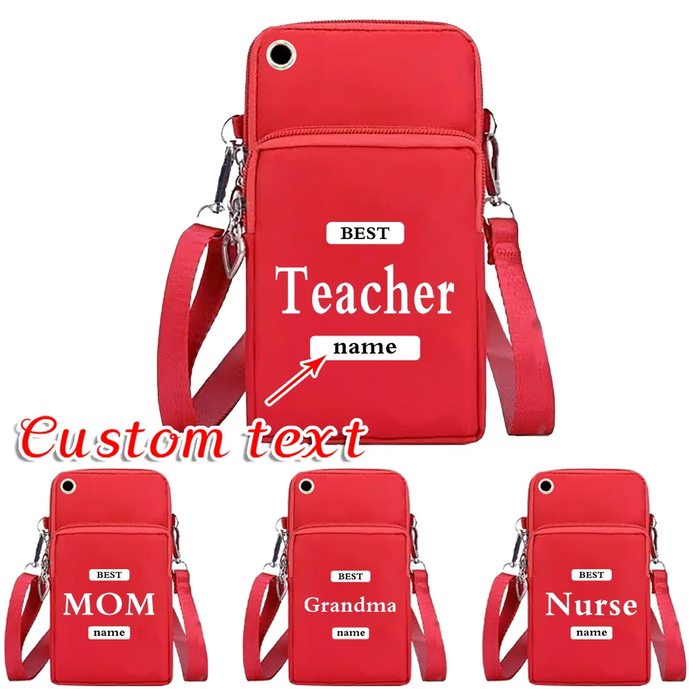 Personalized Customized Name Adjustable Straps Multi-compartment Mobile Phone Pack Cute Coin Purse Mobile Phones Bag