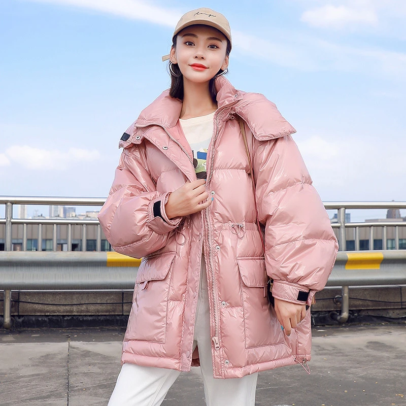 ZURICHOUSE Winter Puffer Jacket Women Thicken Warm 90% White Duck Coat 2024 New Candy Colors Glossy Waterproof Hooded Down Parka