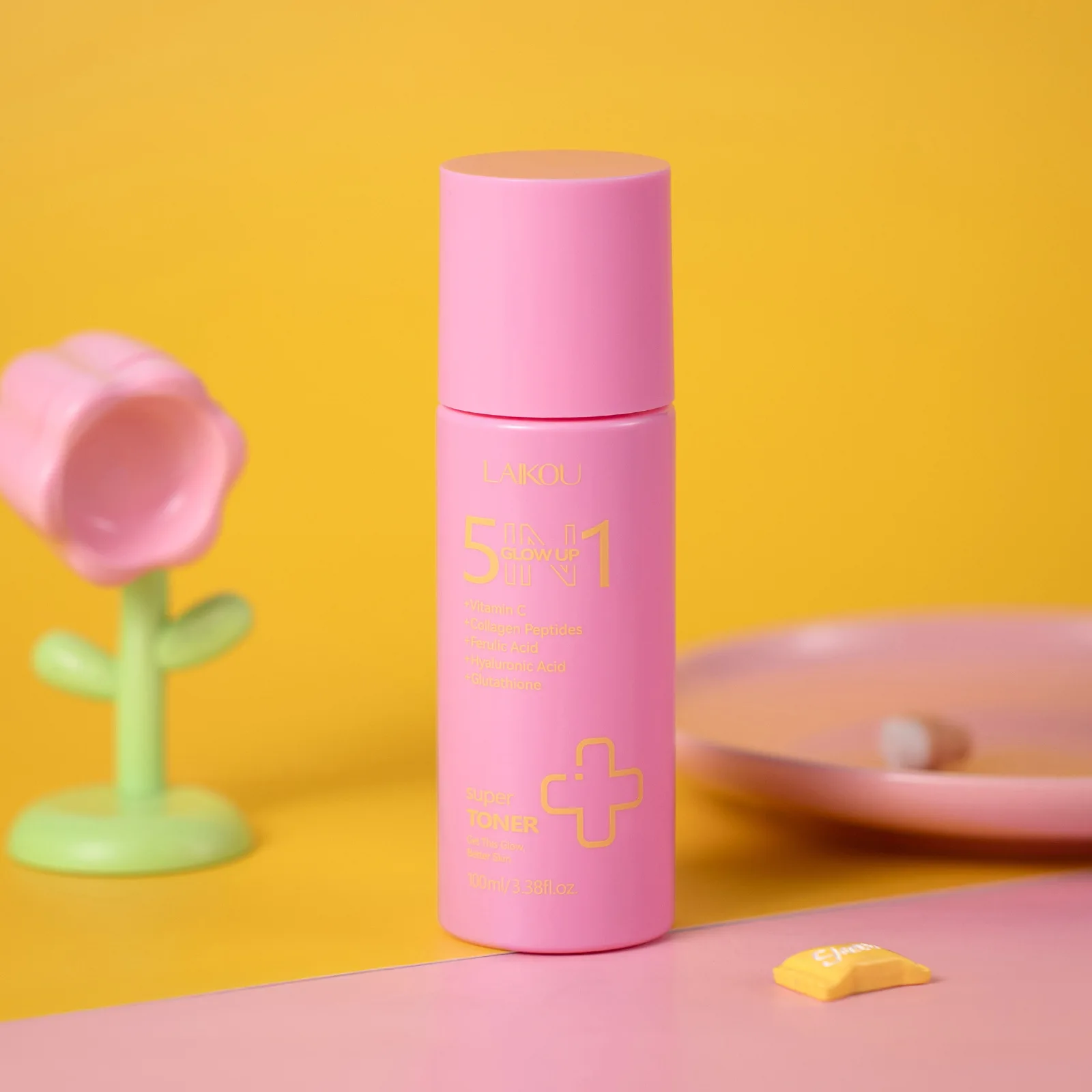 

LAIKOU 5 in 1 Brightening Toner 100ml Glow Face Mist for Wet Compress Hydrating Pore Minimizing Radiance Skin Care For Dull Skin