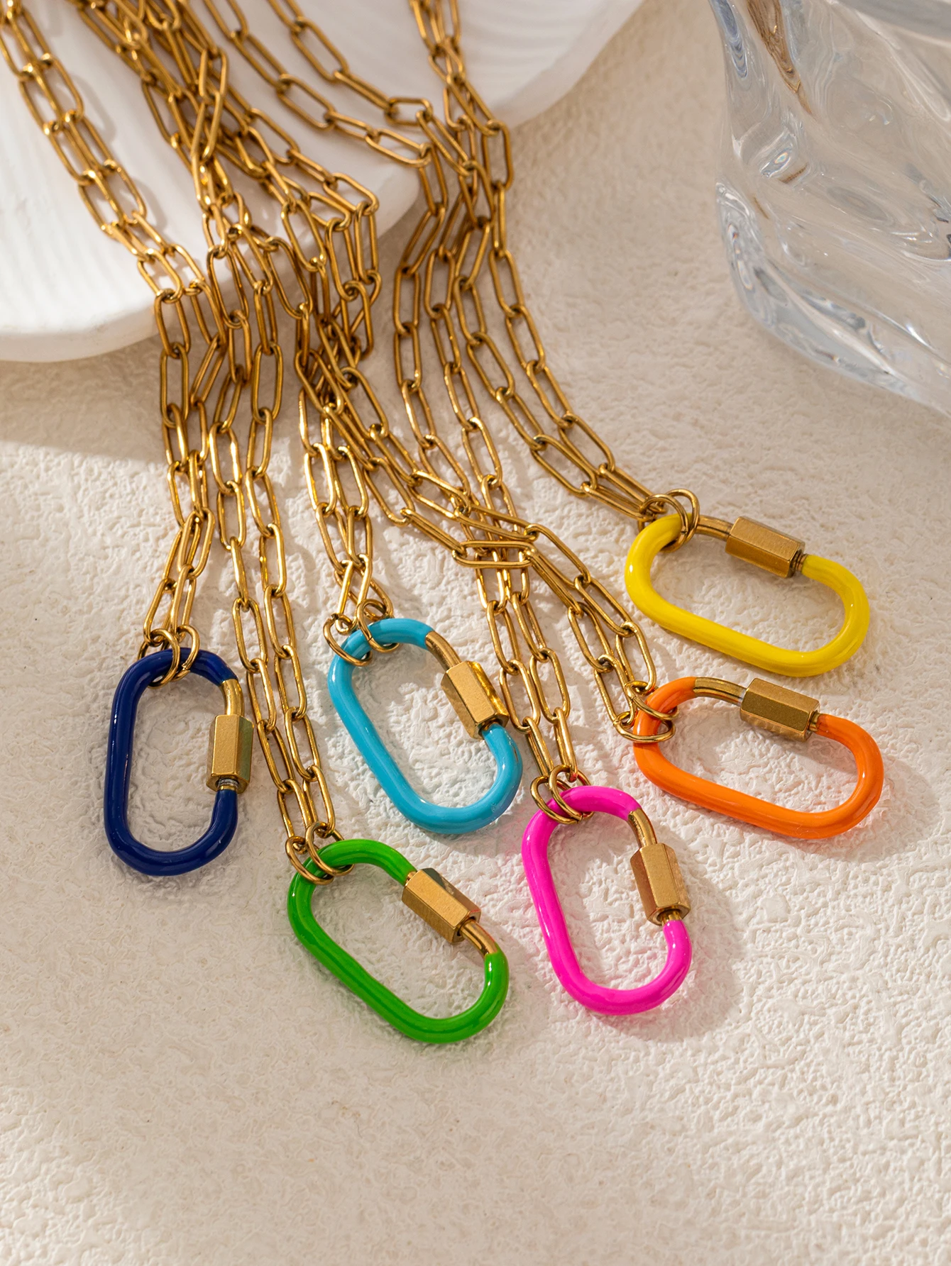 Neue Beliebte Dopamin-Farbene Handgefertigte Tropföl-Bergschnallen DIY-Halskette für Damen-Schmuck – Detail 2