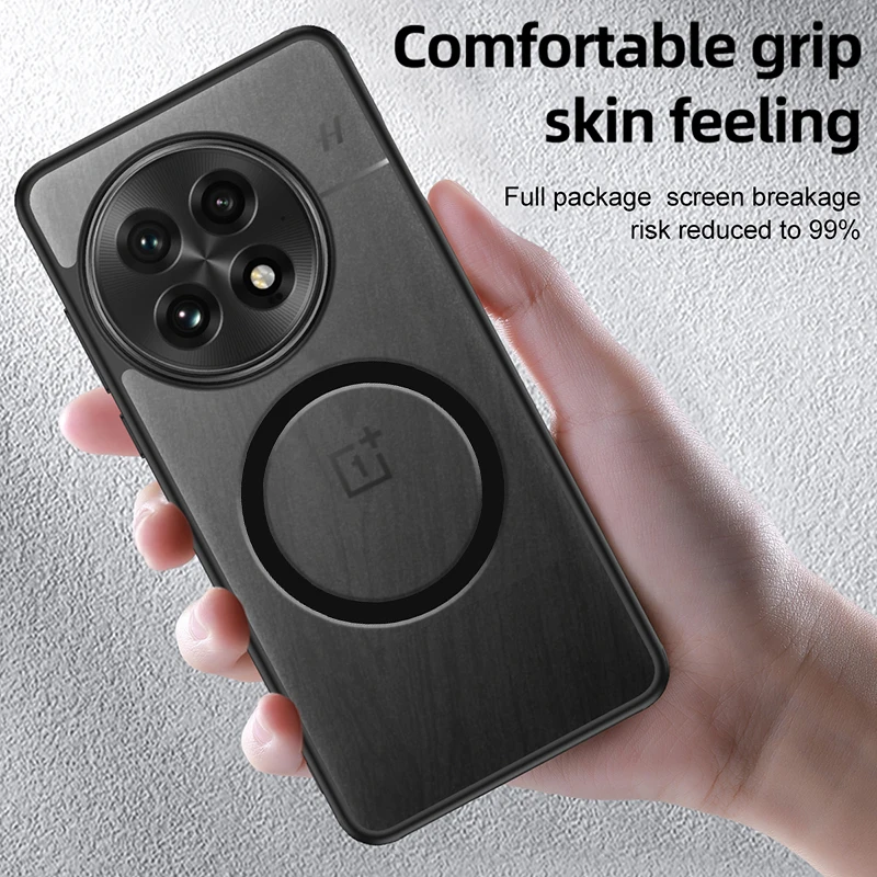 

Чехол для телефона OnePlus 12 13, силиконовый ТПУ с мягкими краями, матовая прозрачная жесткая задняя крышка, противоударный магнитный чехол MagSafe с беспроводной зарядкой