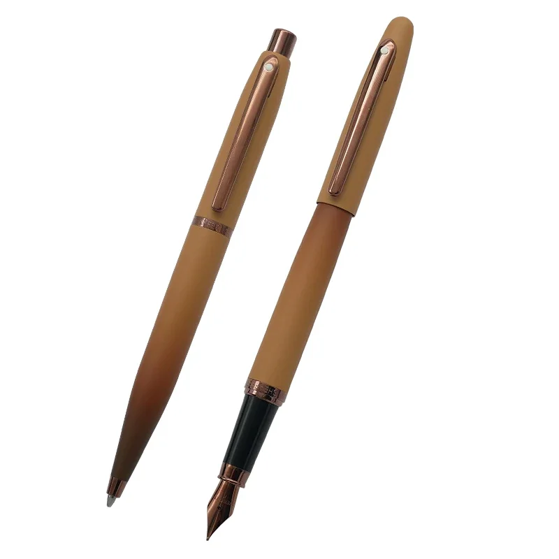 

New Sheaffer 100 Limited Gradient Coffee Fountain Pen Business Metal Signature Writing Rollerball Pen Gift High Grade Gold Trim