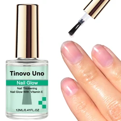 Tinovo Uno Nail Glow Strengthener 12ML Natural Dry Super Shine Nail Polish Finish Top Coat Vitamin E Nail Growth Hardener Oil
