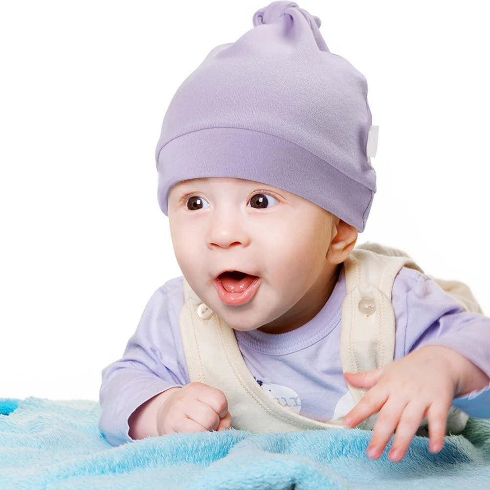 3Pcs Newborn Baby Hats Cotton Knit Beanie Soft Stretchy Unisex Infant Cap Comfortable Turban Style Headwear for Boys and Girls