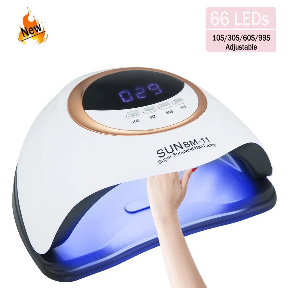 SUN BM-11 Nail Dryer Machine 66LEDs 2-in-1 LED/UV Nail Lamp for Nail Gel Polish Curing Manicure Lamp with Four Timer LCD Display