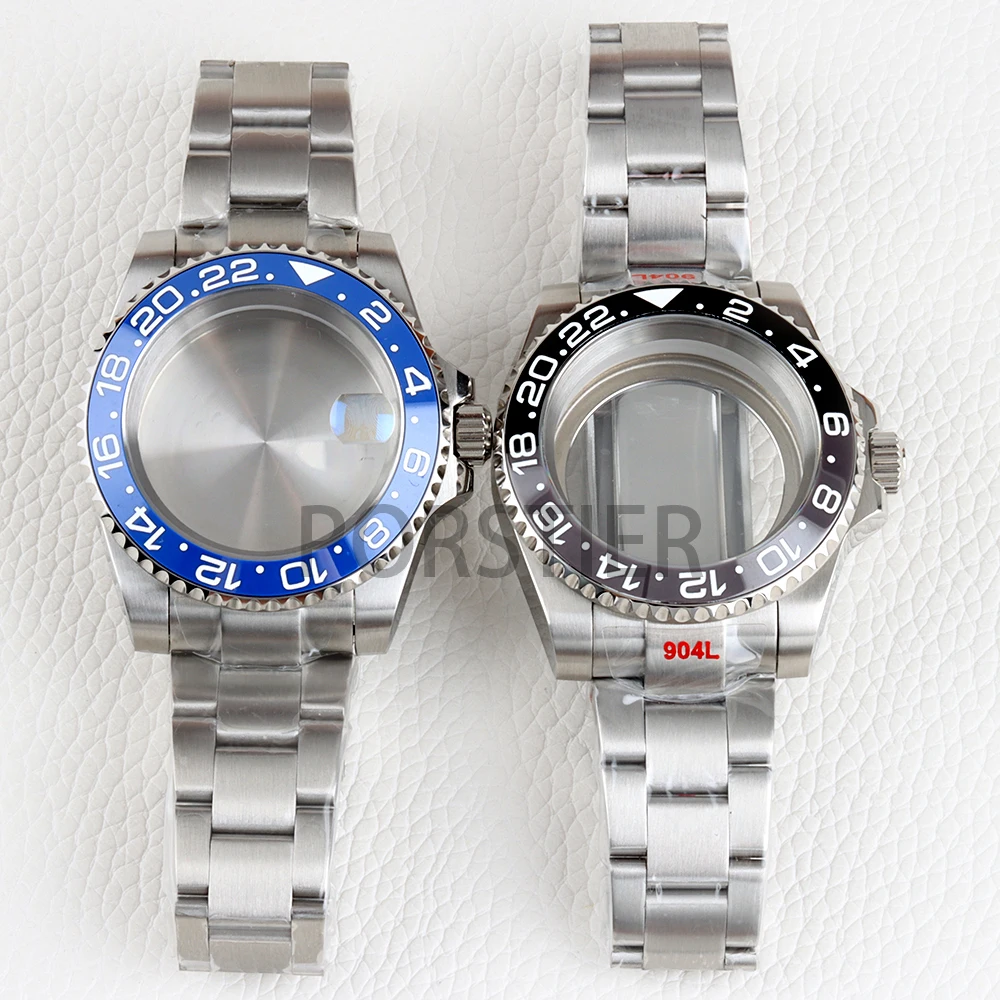 الفضة 40 مللي متر NH35 ساعة حالة الياقوت الزجاج ل Seiko NH34 NH35 NH36 NH38 حركة الفرعية GMT يخت ماستر نحى المحار سوار