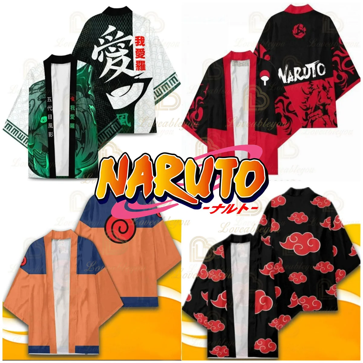 Kimono de Kakashi Naruto, Uchiha Sakura, Rjigan, Akatsuki, para Hombre y Mujer, Cardigan Holgado de Anime Harajuku, Kimono Japonés, Ropa para Niños de 2 Años en Adelante
