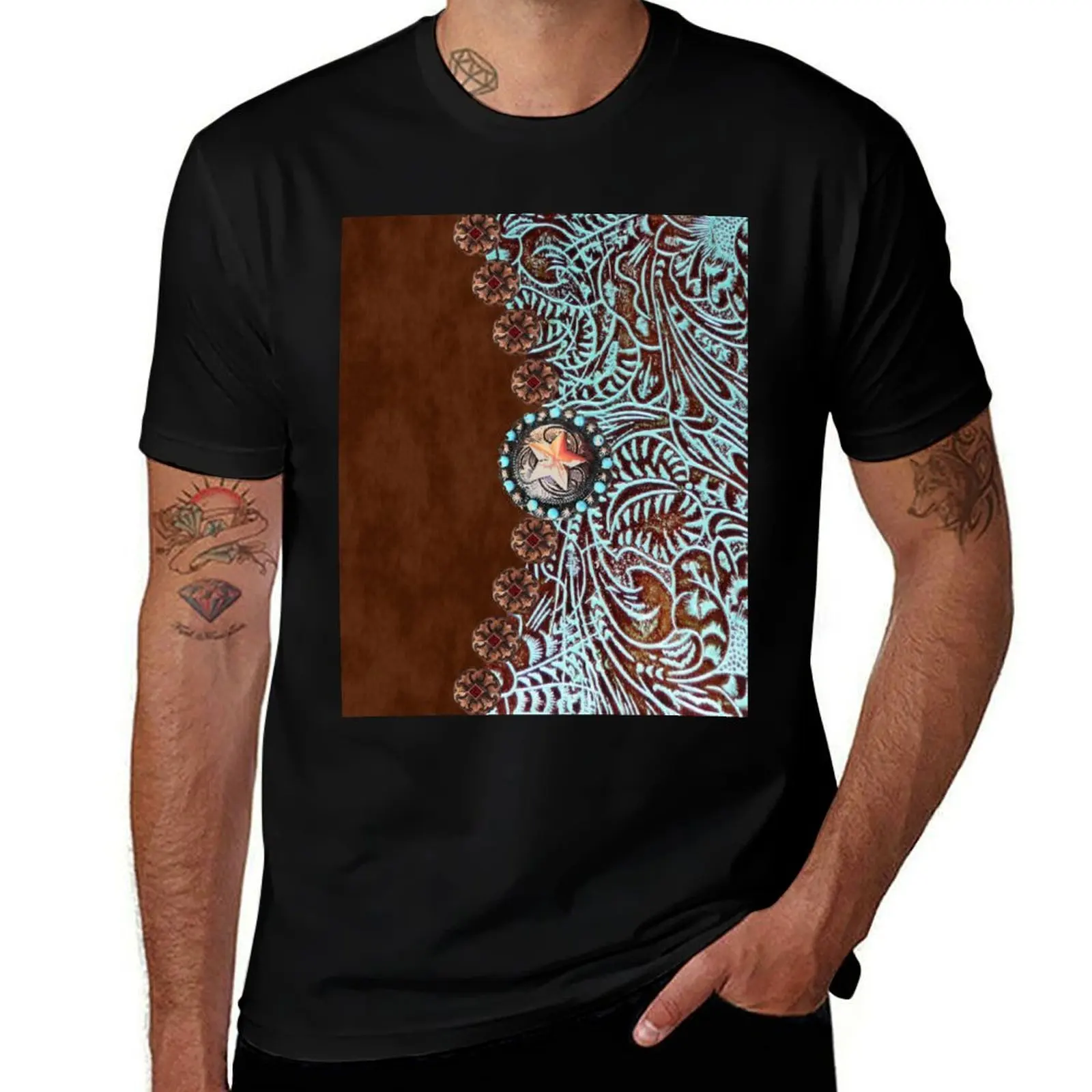 

Primitive cowboy cowgirl western country brown turquoise T-Shirt summer 2025 for a boy mens shirts graphic tee