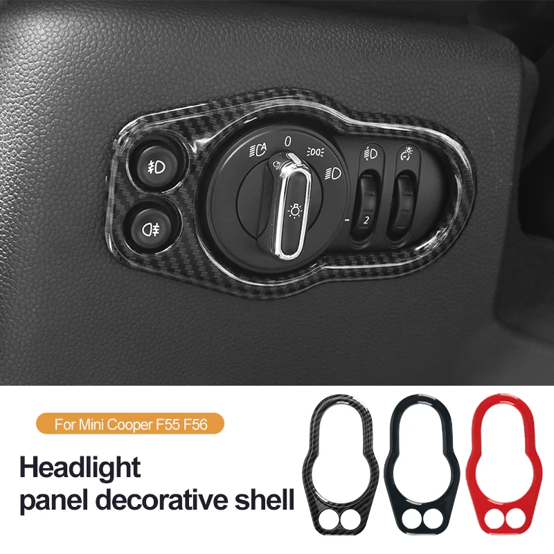 

Car Headlight Switch Button Frame Sticker Cover Trim Decal For BMW Mini Cooper F55 F56 ABS Carbon Fiber Interior Car Accessories