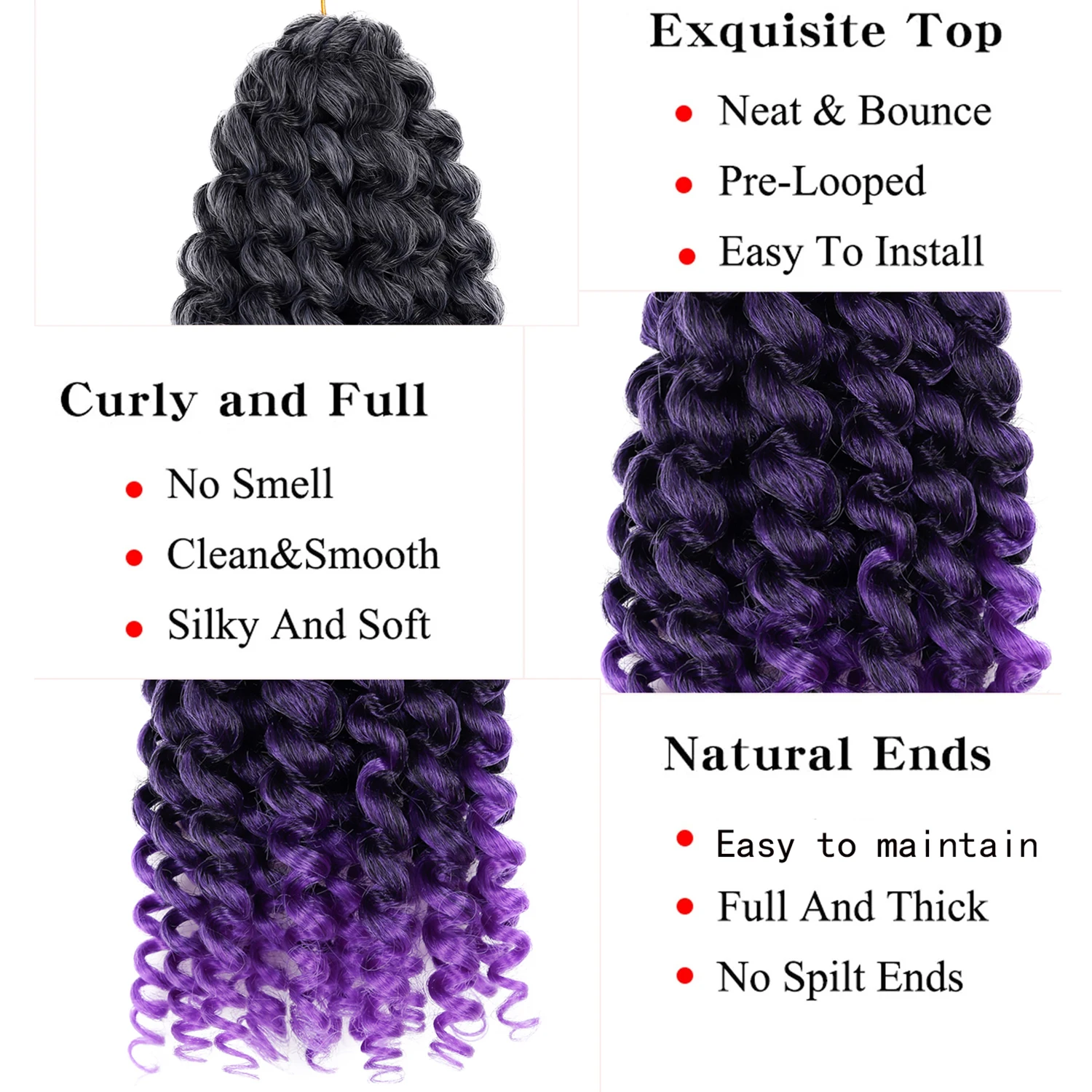 Jeedou GoGo الضفيرة الكروشيه الشعر موجة المياه تجديل للنساء أومبير أسود قصير الشاطئ الضفيرة الاصطناعية وصلات شعر تويست عميقة #4