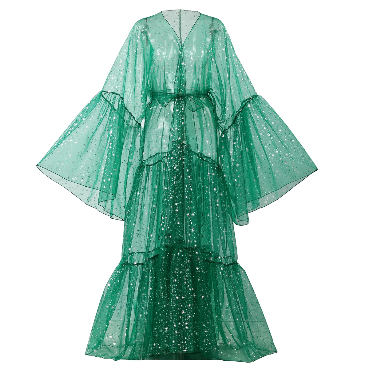 معطف فستان نسائي كبير الحجم للحفلات على الطراز القوطي لامع سحب الملكة الأورجانزا للهالوين كوكتيل بأكمام واسعة فستان الأداء