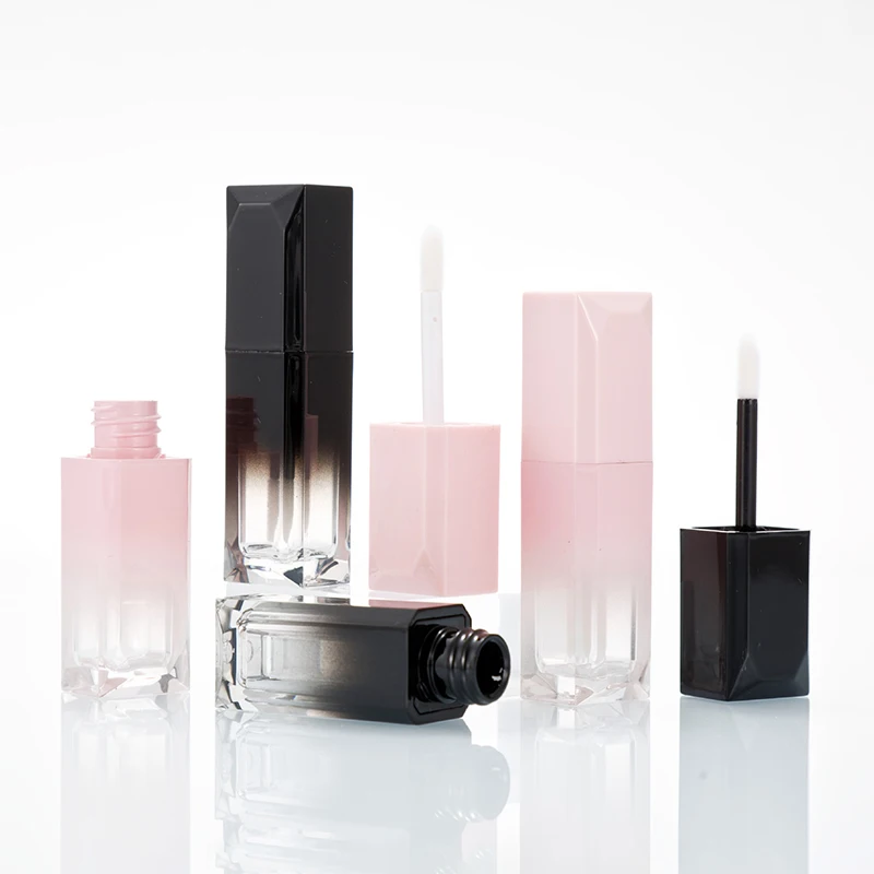 

1Pcs Empty Portable 4ml Gradient Thick Wand Lip Gloss Tube Plastic Lip Glaze Tubes Square Full Clear Transparent Container