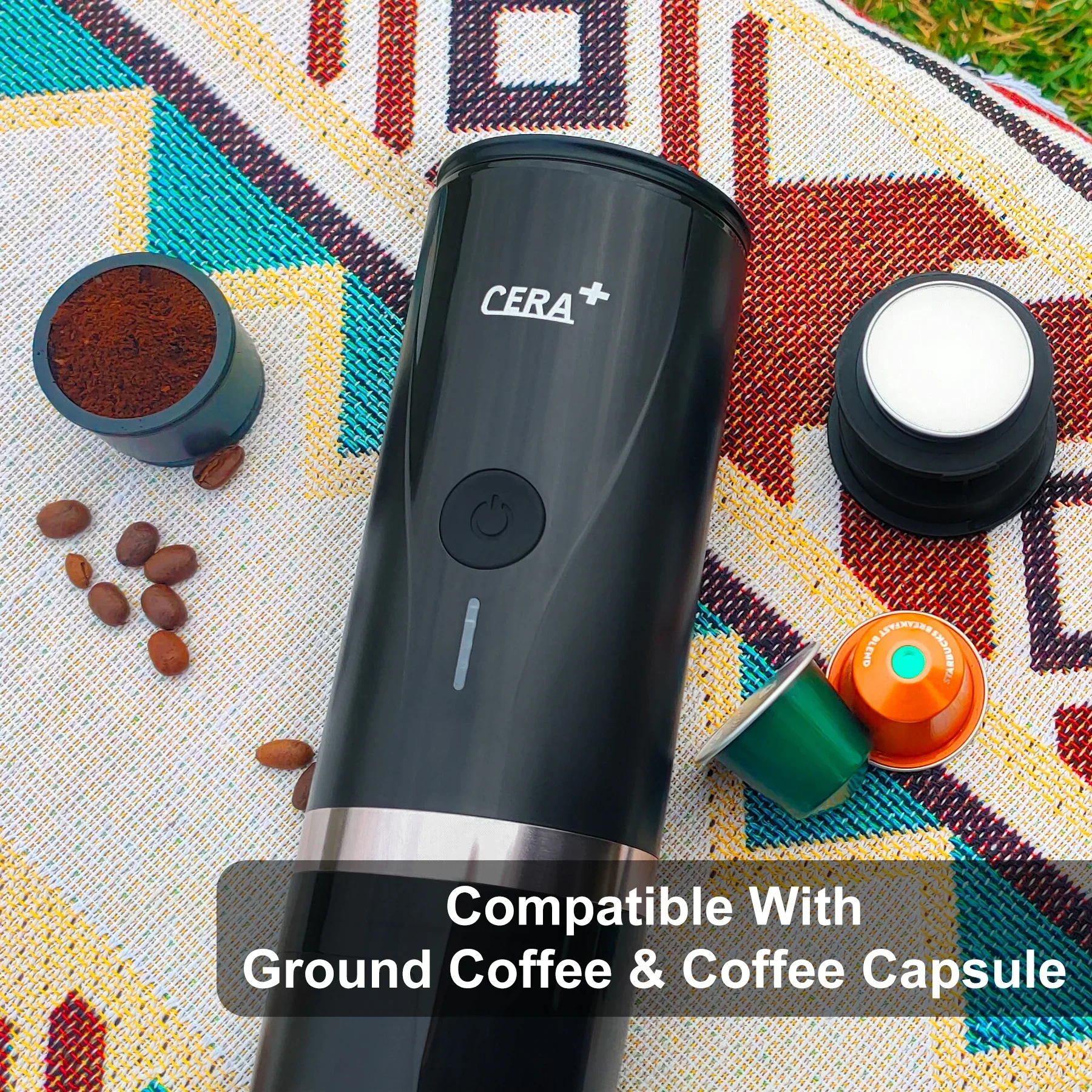 CERA+ Portable Coffee Mmaker Portable Pod Coffee Maker Mini Automatic Espresso Handpress Pod Portable Coffee Machine