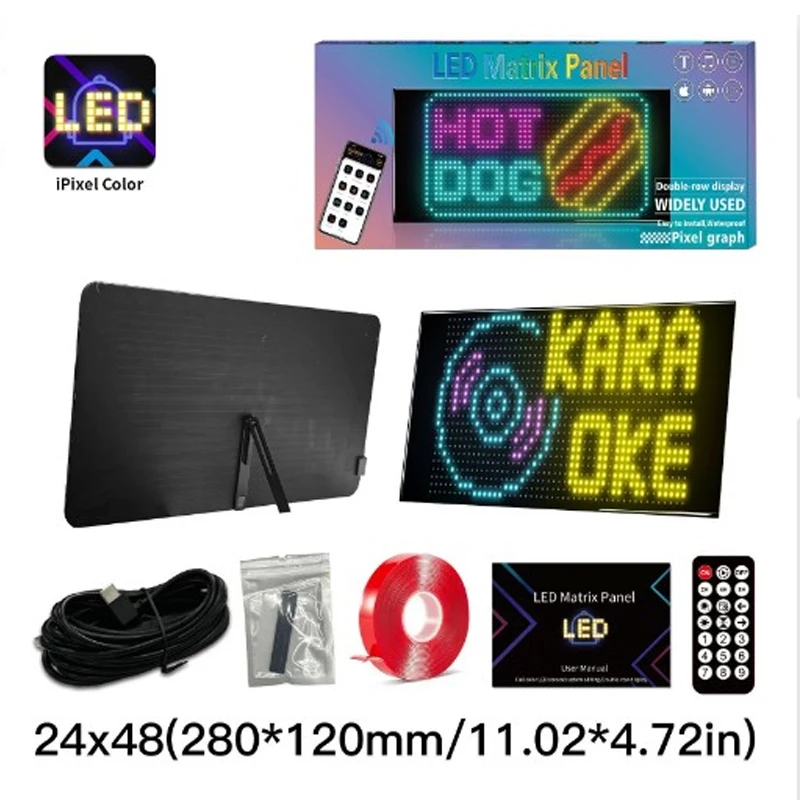

24X48 LED Double-Row Pixel Matrix Bluetooth Display Digital Lamp Panel DIY Art Display Gaming Anime Room Decor Frame APP Control